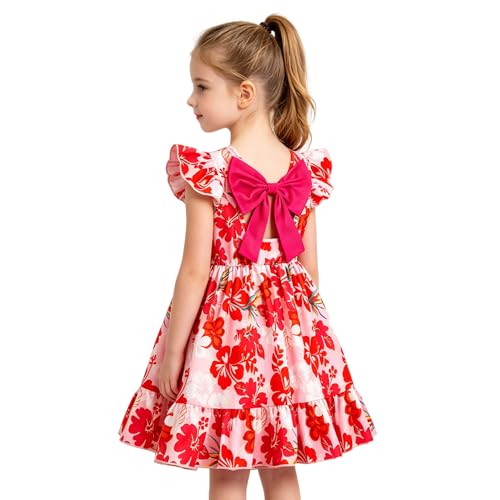 NNJXD Toddler Girls Tropical Flower Summer Dress, Floral, 5 Years