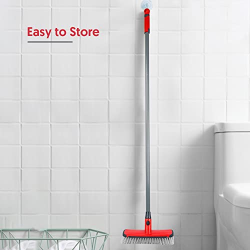 Floor Scrubber with Long Handle, 2 in 1 Scrubbing Brush Stiff Bristle Shower Cleaning Brush for Bathroom, Kitchen, Tub, Carpet, Grout, Tile(Red) by ILAVCOOL - Image 4