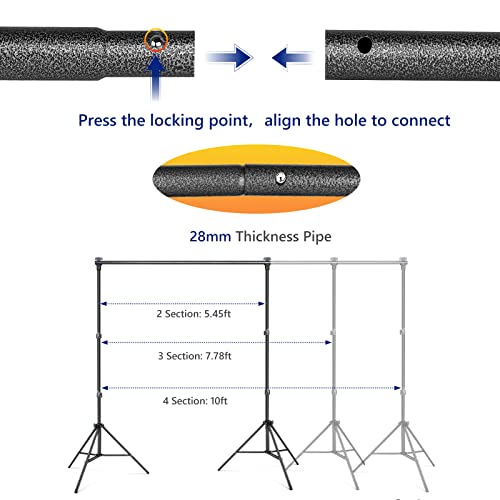 Aureday Backdrop Stand, 8.5X10Ft Adjustable Photo Backdrop Stand For Parties, Heavy Duty Background Stand With Travel Bag, 6 Backdrop Clamps, 4 Crossbars, 2 Sandbags For Wedding/Decorations/Photoshoot #TOP3