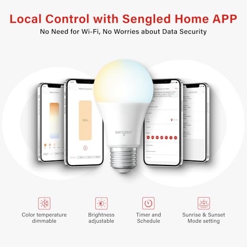 Sengled Dual Mode Smart Light Bulbs with Remote & App Control, LED Bulbs 2700K-6500K Dimmable, Remote Control Light Bulbs 60W Equiv, Local Group Control (4P No Remote, No Support Alexa & Google) - Image 4