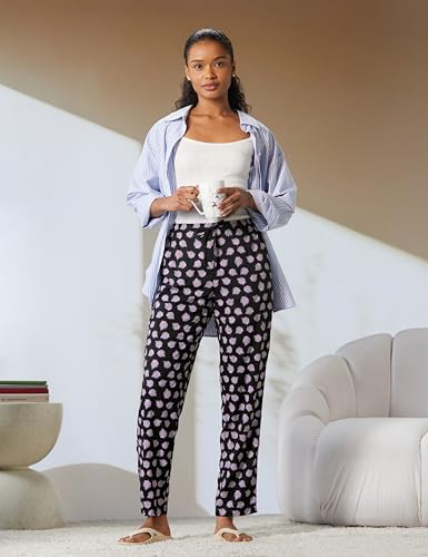 Image of Van Heusen Women's Printed Lounge Pants | Drawstrings & Side Pockets | Ultra Soft Fabric | Relaxed Fit | At home pyjamas | Everyday Comfort | Printed | Style 55306 | Available in Pack of 1 & 2