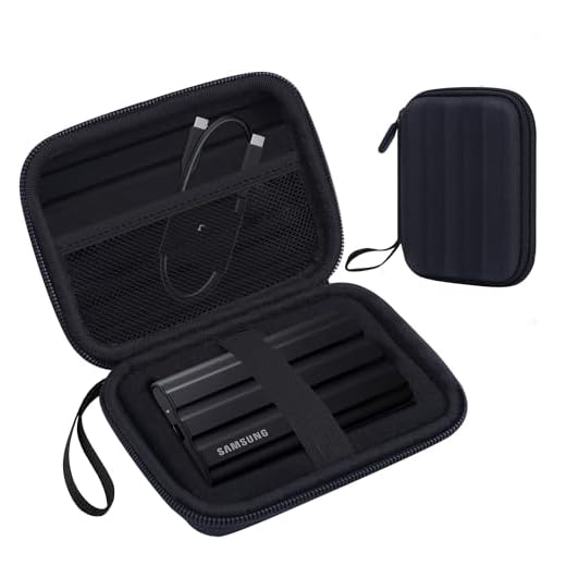 HESPLUS Capa rígida para Samsung T7 Shield / T7 / T7 Touch SSD portátil 500GB 1TB 2TB USB 3.2 Unidades externas de estado sólido, EVA rígido, à prova de choque, bolsa de armazenamento de viagem