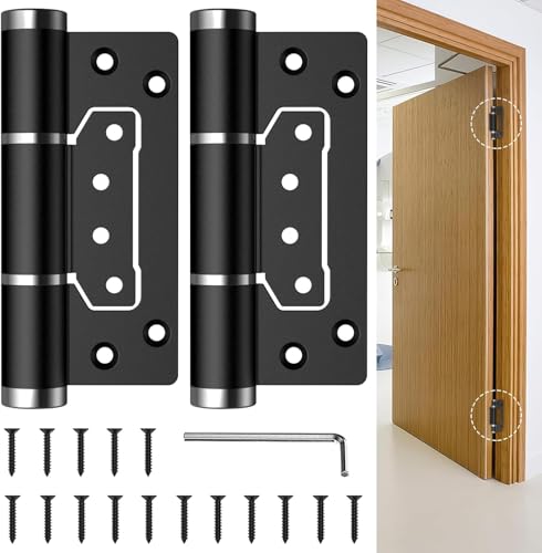 Azonee Silent Hydraulic Buffer Door Hinge - 175 One-Way Hydraulic Hinge Positioning Door Closer Adjustable Speed & Force Heavy Duty Anti-Collision Design for Doors & Gates (2 Pack Black)