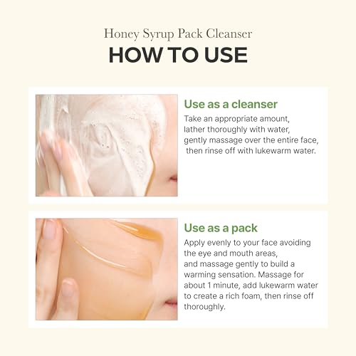 I'm from Honey Syrup Pack Cleanser, Mask-to-Foam Hydrating Cleanser with Honey, Glass & Dewy Glow, Moisture-Rich Facial Cleanser, Korean Skin Care 4.06fl.oz