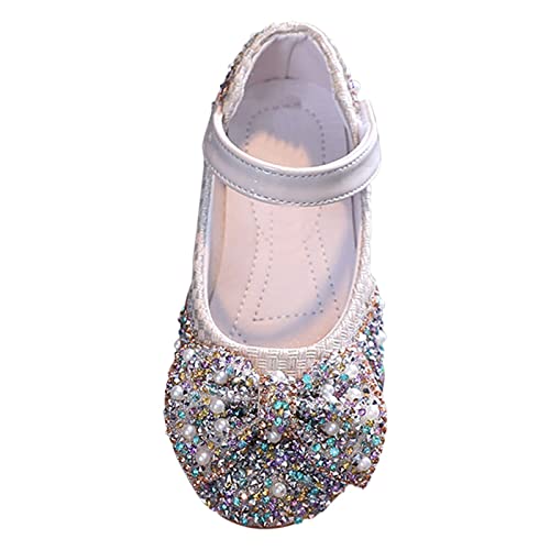 Girls' Single Shoes Spring and Autumn Colored Diamond Bow Knot Small Medium and Large Children's Slip on Shower Shoes