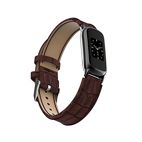 Eieuuk Crocodile Pattern Leather Watchband Compatible With Fitbit Luxe/Luxe Se Smartwatch,Slim Soft Genuine Wristband Strap Bracelet Replacement For Women Men (Brown) (Dfbluxewbzpeyw1069) #TOP4