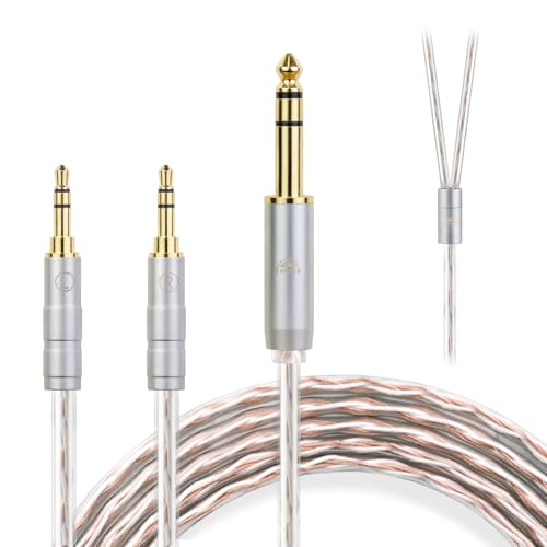 okcsc JBX �w�b�h�z���P�[�u�� ���[3.5mm ���P�[�u�� �C���z���E�w�b�h�z���p SONY�p Hifiman�p HE�V���[�Y HE4XX�EHE400se�EHE1000�ɓK�� OFC 4�c ����1.5m 6.35mm��3.5mm�v���O(3��)x2