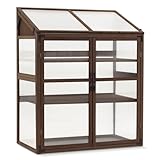 Macrout Cold Frame Greenhouse, Large Wooden Greenhouse Cabinet, Garden Cold Frame with Adjustable Shelves for Outdoor Indoor Use, 1344 (Brown)