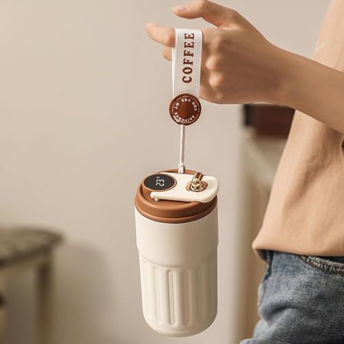 Image of Zentro Travel Coffee Mug Leak Proof -380 ML One Click Lid Stainless Steel Coffee Cup for Car, Office & Daily Commute with Secure Lock & Easy Clean Design (Travel Coffee Mug-DK)