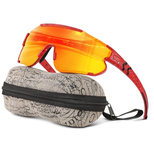 Kegrimi Kids Baseball Polarized Sunglasses: Sports Sunglasses for Boys Girls 3-12 Youth Sun Glasses for Cycling Running (red frame red lens,64mm)