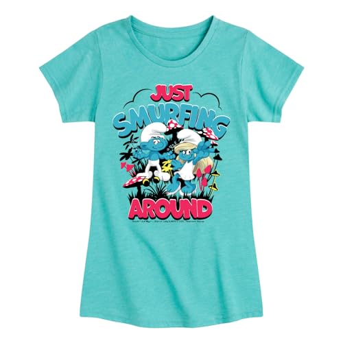 HYBRID APPAREL Smurfs - Just Smurfing Around - Toddler and Youth Girls Fitted Short Sleeve Graphic T-Shirt