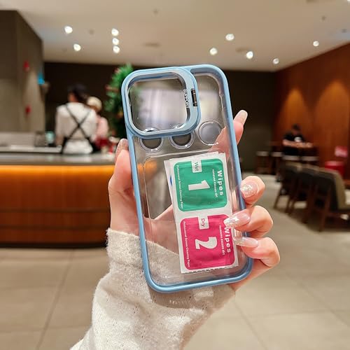 Image of Clear Case for iPhone 17 | Metal Lens Protector & 180 Rotating Bracket | Shockproof Transparent Hard Back Cover with Soft TPU Frame - Sierra Blue