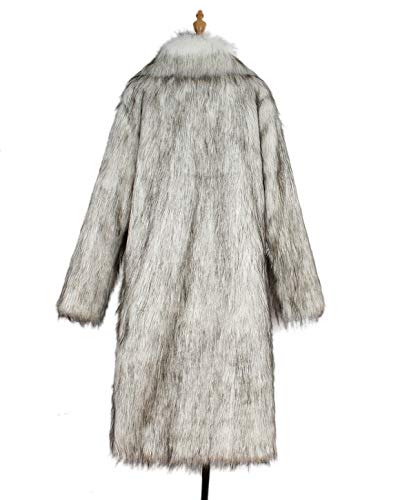 Old DIrd Men's Long Sleeve Fluffy Faux Fur Warm Coat Outerwear N02 Light Grey L