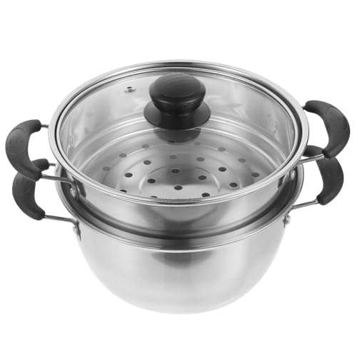 BAZEITFLOW Olla Vapor de Acero Inoxidable Doble para Inducción y Gas Cacerola para Sopa y Leche Fácil Limpieza y Gran Capacidad