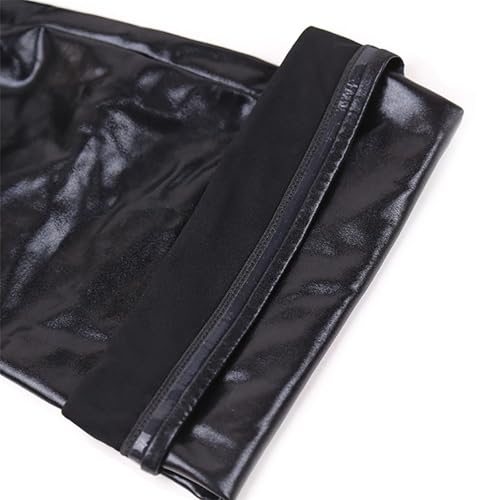 Kutocesy Leder Overknee Socken Mit Reißverschluss Oberschenkelhohe Slim Strümpfe Für Cosplay Latex Leggings Damen Stockings Bondage Dessous Fetish (M)