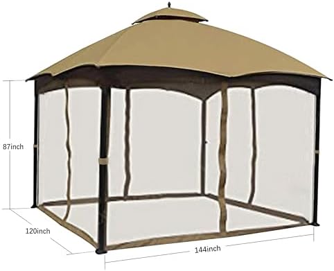 SCOCANOPY Beige 10' x 12' Gazebo Curtain Set for Lowe's Allen Roth 10X12 Gazebo Model #GF-12S004B-1 / GF-12S004BTO/ TPGAZ17-002 image 8
