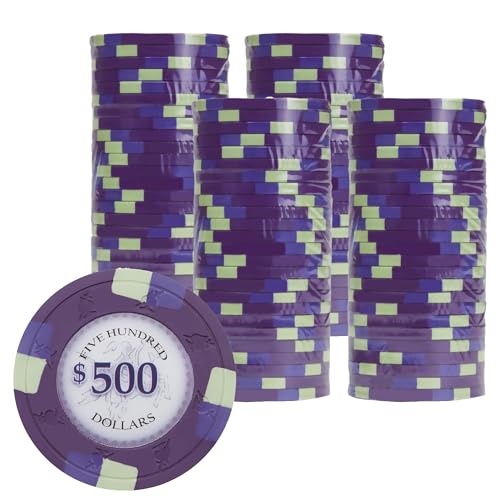 Gamers Lounge Poker Knights 13.5-gram Poker Chips (100-pack) - Casino Inspired Clay Composite ($500 Purple)
