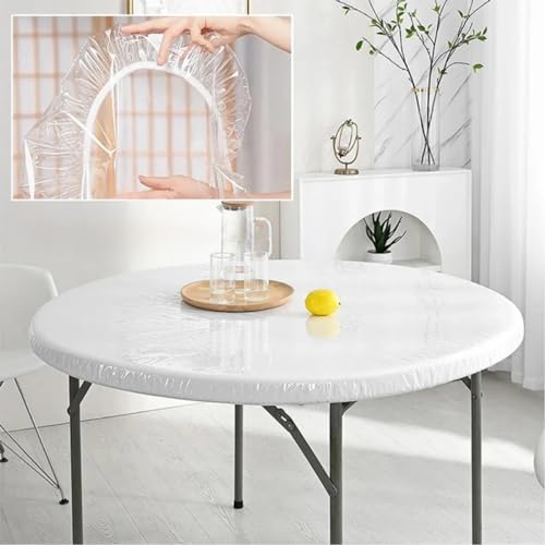 Mantel transparente para exteriores, redondo, 110 cm, versión actualizada, impermeable, elástico, resistente a la intemperie, para exteriores, antideslizante, se puede limpiar con un paño