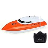 SZJJX RC Boat Remote Control Racing Boat High Speed Electric 4 Channels for Pools, Lakes and Outdoor Adventure JX802 Orange