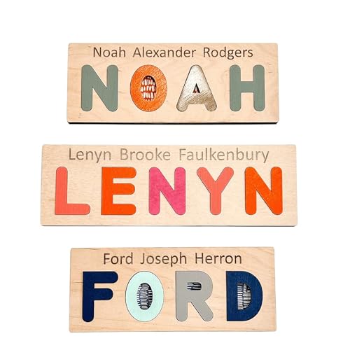 Personalized Wooden Name Puzzle for Kids, Custom Alphabet Wood Full