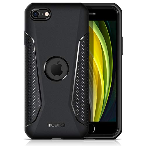 MOBOSI Net Series Armor Designed for iPhone SE 2020 Case 4.7 Inch, Slim Lightweight Military Grade Shockproof Drop Protection Hybrid Matte Soft Cell Phone Cover for iPhone SE2 - Matte Black