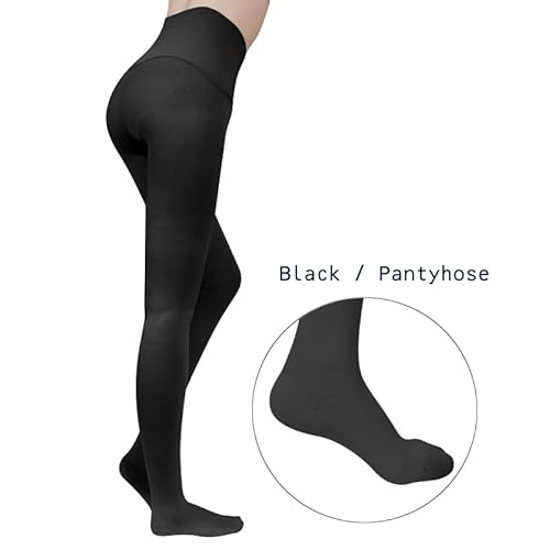 Meia Calça Unissex Clássica Resistente Durável Lã Confortável Preta Fio 80 Com Pezinho Veste Do 36 a