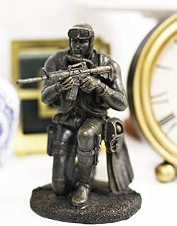 Ebros Gift Battlefield Kneeling Navy Seal Diver Soldier Taking Aim with Rifle Statue