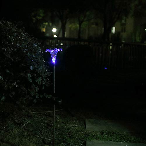 Ezigarden Waterproof Outdoor Solar Garden Stake Light With Vivid Color Charging Figurine – Lily Led Garden Landscape Lawn Lamp For Flower Beds Backyards Decoration thumb #3