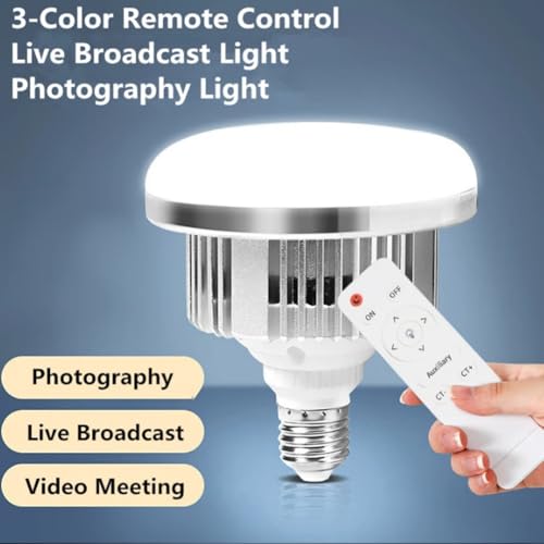 Koolenry Bombillas LED para Iluminación Fotográfica de 85 W, Base E27, Lámpara con Control Remoto, Luz Diurna Regulable para Softbox de Estudio Fotográfico. - imagen 5