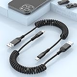 🎉【Lista De Compatibilidad】：este cable de carga para iPhone con certificación MFi es compatible con iPhone 12 Pro Max, iPhone 12 Pro, iPhone 12 y iPhone 12 mini, iPhone 11, Xs, Xr, X, SE y iPhone 8/7/6/5 Pad Pro, Pad, Pod, AirPods y el último sistema iOS. * Tenga en cuenta: el cable de carga USB en espiral no es compatible con CarPlay.