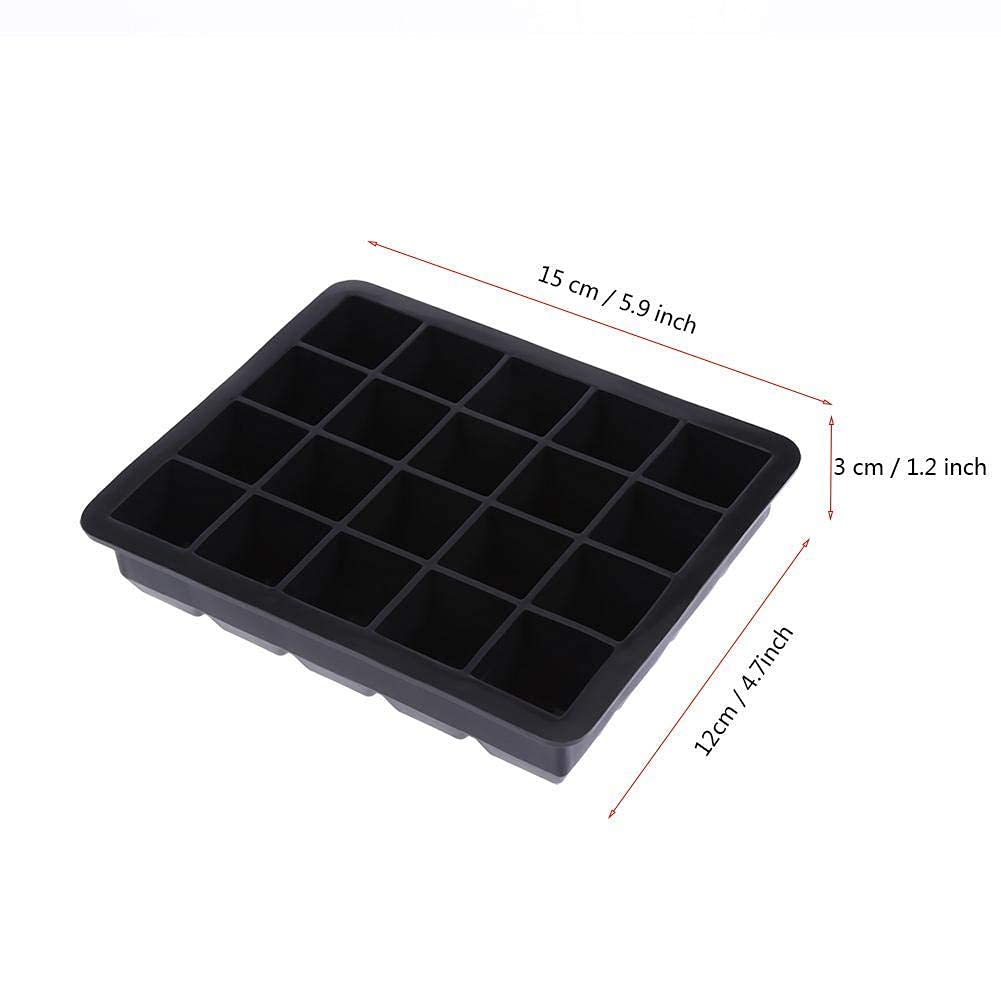 Fdit 20 Grids Silicone Tray Maker Container Bar Hotel Restaurant Household Usage(Black)