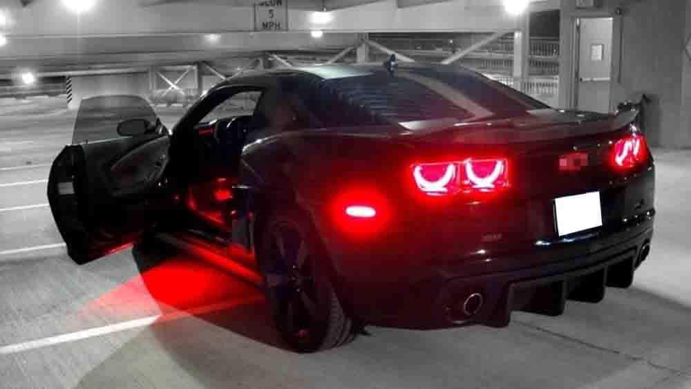 iJDMTOY Smoked Lens Red Full LED Rear Side Marker Light Kit Compatible With 2010-15 Chevy Camaro, Powered by 27-SMD LED, Replace OEM Back Sidemarker Lamps