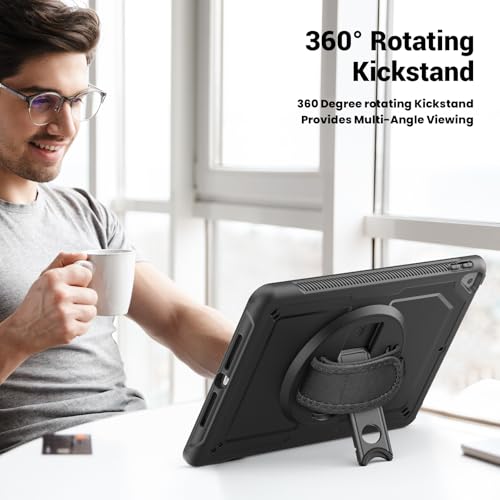 Coque iPad Pro 10.5 rigide noire avec dragonne rotative et support intégré