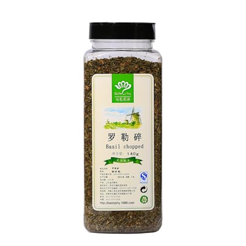 Déchets de basilic 140 g/bouteille, assaisonnement pour sauces pour pâtes, pesto, salades, garnitures et plus - naturel,