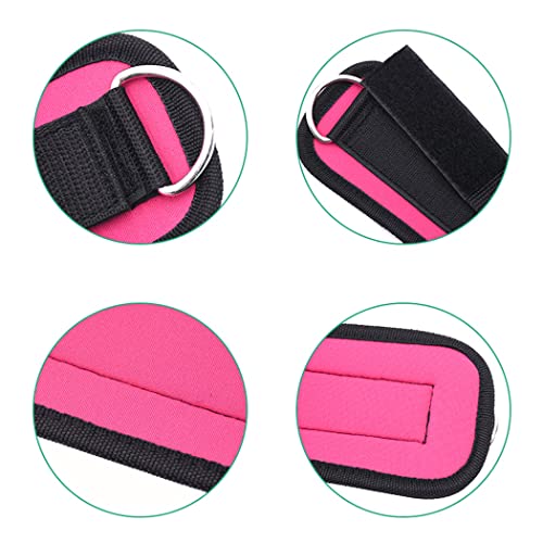 Pair of Ankle Straps for Cable Machines,Gym Cuffs with Neoprene Padding, Adjustable Velcro Strap & Heavy Duty Steel Double D Rings - Image 2