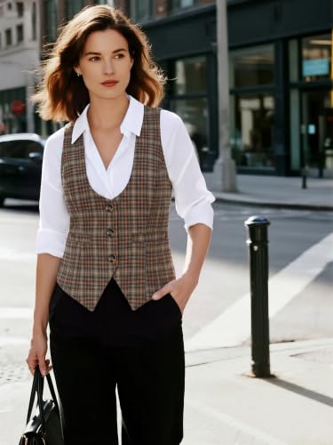 Image of GRACE KARIN Women's Suit Vest Top, Dressy Casual Sleeveless Button Waistcoat, Fromal Steampunk Blazer for Work Office