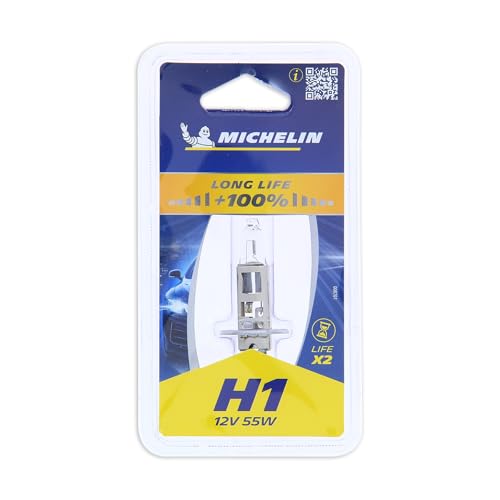 MICHELIN 1 Ampoule H1 LIFE+100% 55W, Lampe automobile pour feux de route, de croisement et antibrouillard, Longue durée de vie