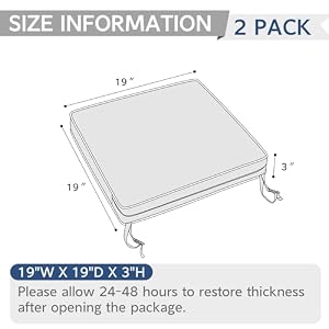 Patio Chair Cushions 19 x 19 x 3 Inch, Outdoor Cushions for Patio Furniture, Water Repellent Outdoor Seat Cushions with Straps Garden Sofa Couch Pads, Set of 2, Cabana Black Patio Chair Cushions 19 x 19 x 3 Inch, Outdoor Cushions for Patio Furniture, Water Repellent Outdoor Seat Cushions with Straps Garden Sofa Couch Pads, Set of 2, Cabana Black