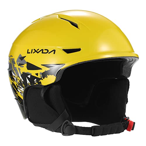 Topyond Snowboard Helmet with Protective Ears, Warm Velvet Lining, 10 Air Vents, Sturdy PC Shell Ski Helmet, for Skiing, Snowboarding, Snow Sports (Yellow&Black)