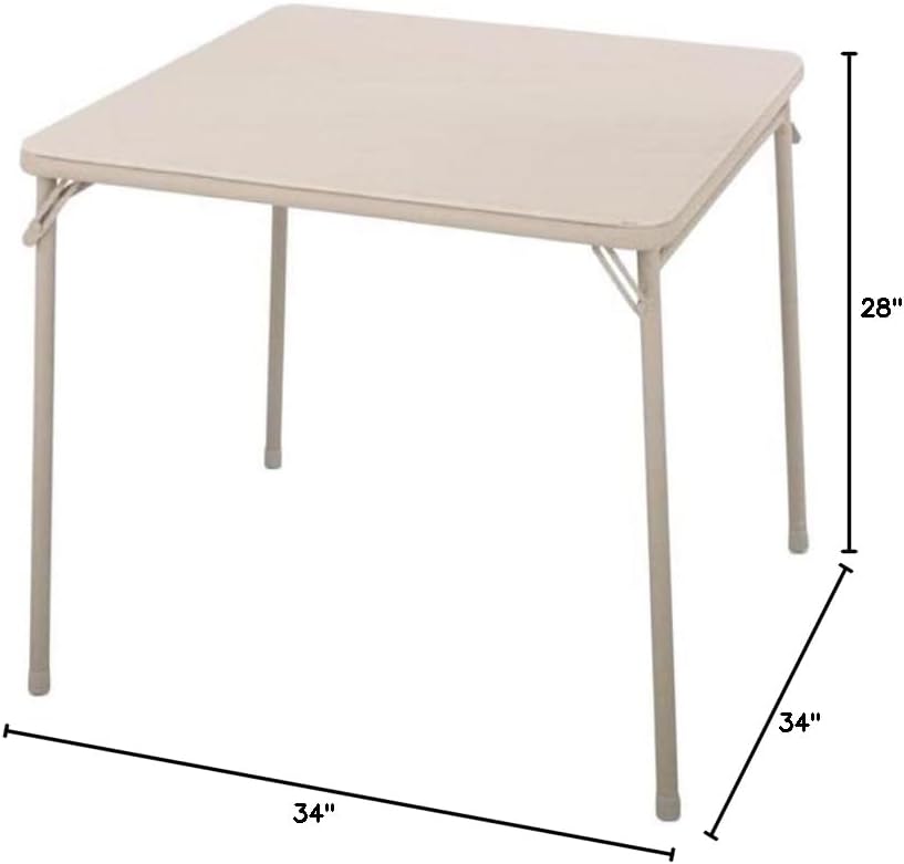 Cosco Square Folding Table 34" Sand Steel Frame, Vinyl