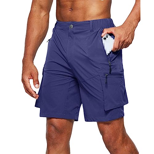Short cargo pour homme bleu short de plage de travail zippé