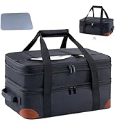 BAGSPRITE Insulated Casserole Carrier for Hot or Cold Food with Heat-resistant Mat, Casserole Dis...