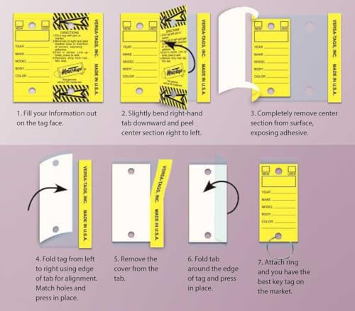 Image of Self Laminating Self Protecting Versa Tags Key Tags with Rings (250 per Box) (Yellow)