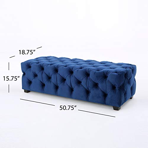 Christopher Knight Home Piper Velvet Ottoman, Navy #TOP26