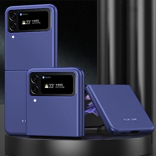 Coque Samsung Galaxy Z Flip 4 en plastique dur antichoc effet peau bleu saphir