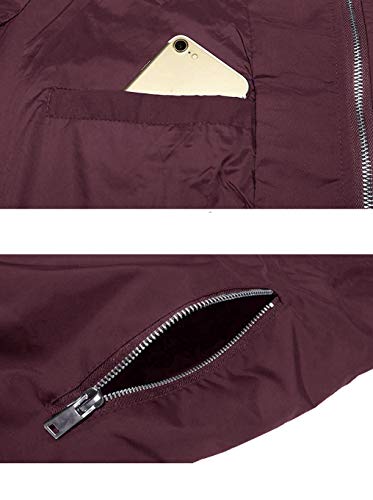 KEFITEVD Hommes Baseball Cargo Été Bomber Pilote Zipper Vestes Survêtements Thin Army Windbreaker Vin Rouge - Image 7