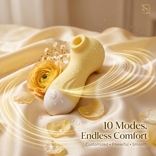 Image of KLEN Ergonomic Targeted Air-Pulse Massager - Gentle Suction Therapy Device, Waterproof Silicone Handheld Tool, USB Rechargeable for Localized Muscle Relaxation & Pinpoint Tension Relief (Yellow)