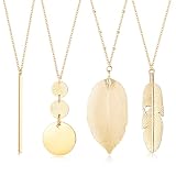 Lange Kette für Damen: Diese langen Kette für Damen haben 4pcs trendy Gold Silber Halsketten in verschiedenen Stil, einschließlich Bar Halskette, Feder Halskette, Kreis Halskette, Blatt Anhänger Halskette. Tragen Sie die statement Halsketten zu zeigen, Ihren persönlichen Charme, elegant, schön und attraktiv, perfekt für den Alltag tragen.