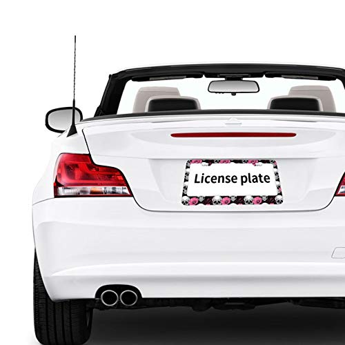 2Pack Sugar Skull And Flower Car License Plate Frames, Aluminum Car Covers Frame With Screws Caps #TOP5