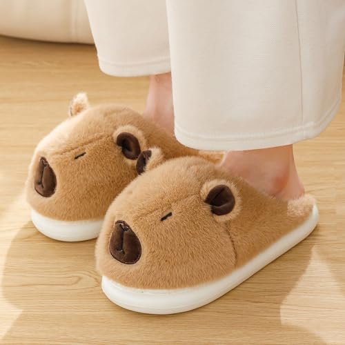 Fuzzy Capybara Plush Slippers for Women Cute Animal Slippers Capybara Gift2